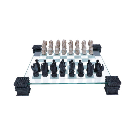 Raised Fantasy Dragon Chess Set With Corner Towers 43cm - Chess Sets at Gift Moments