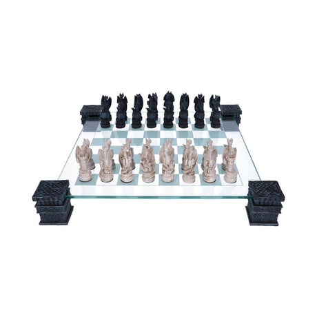 Raised Fantasy Dragon Chess Set With Corner Towers 43cm Default Title - Chess Sets at Gift Moments