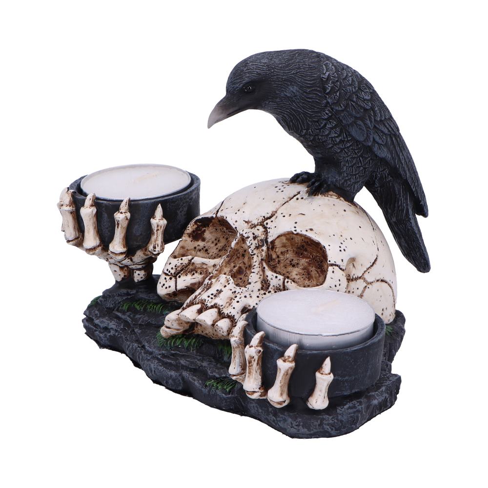 Nevermore Gothic Raven and Skull Candle Holder: 3 - Candles & Holders By Gift Moments