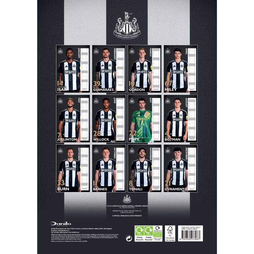 Newcastle United FC A3 Calendar 2025: 4 - Calendars & Planners By Newcastle United