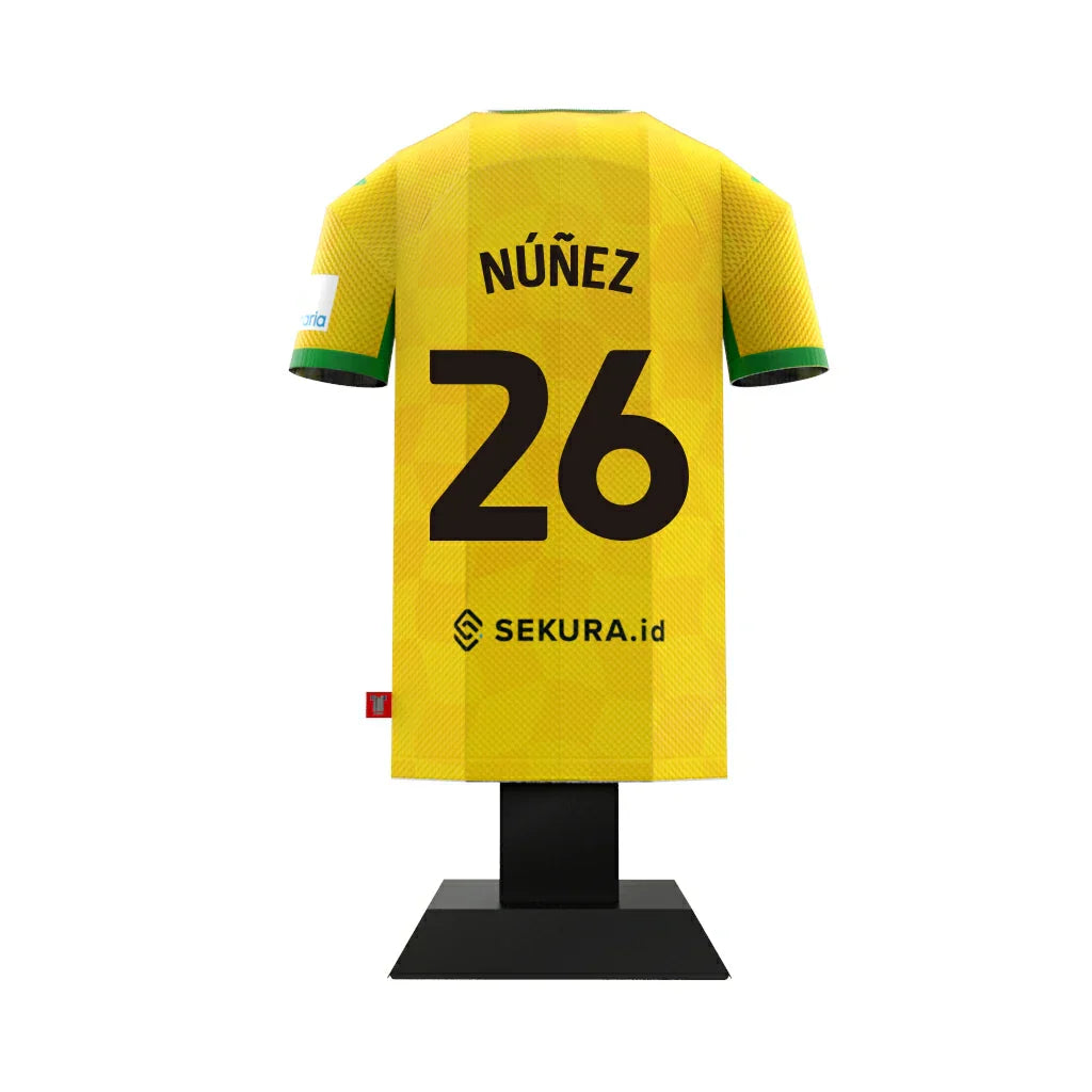 Norwich City 24/25 Metal Home Shirt: 26 - Núñez 26 - Display Kit By Norwich City