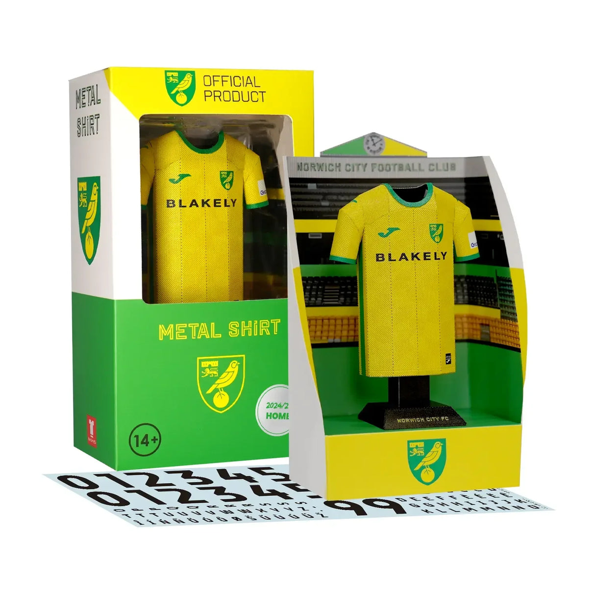 Norwich City 24/25 Metal Home Shirt: 1 - Standard (personalise at home) - Display Kit By Norwich City