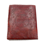 Large Lockable Red Leather Book of Shadow With Embossed Floral Pentagram. 35cm - Leather Journals at Gift Moments