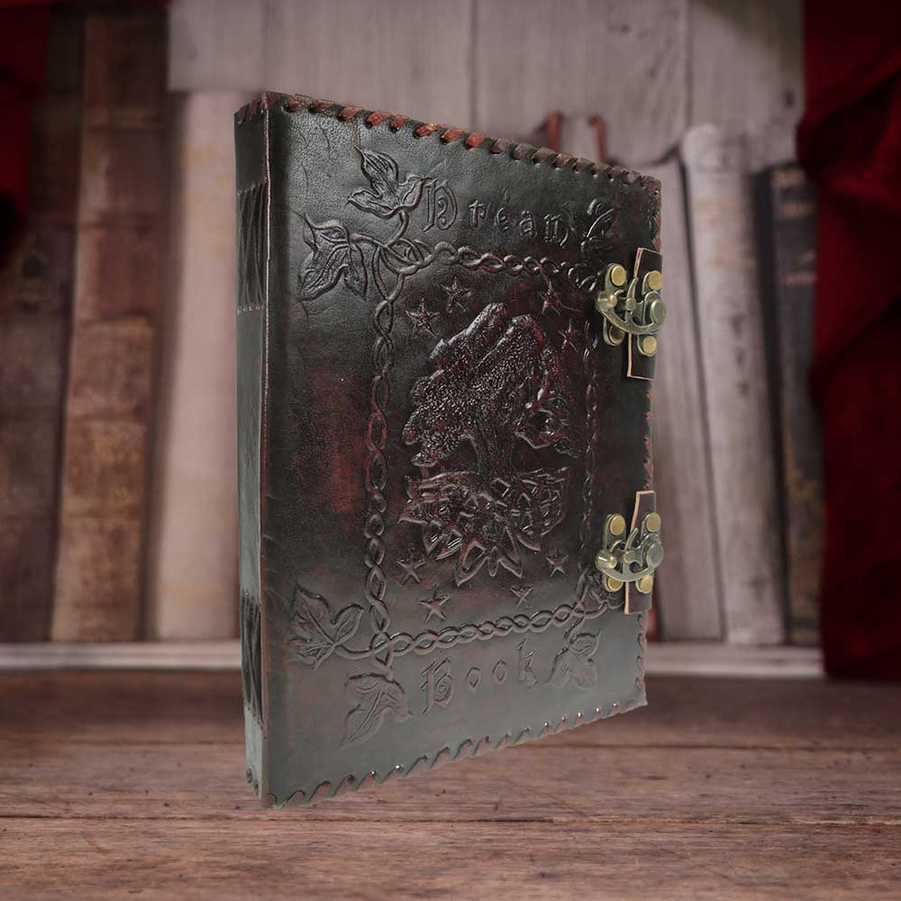 Small Lockable Leather Dream Book With Embossed Tree Of Life 25cm - Leather Journals at Gift Moments