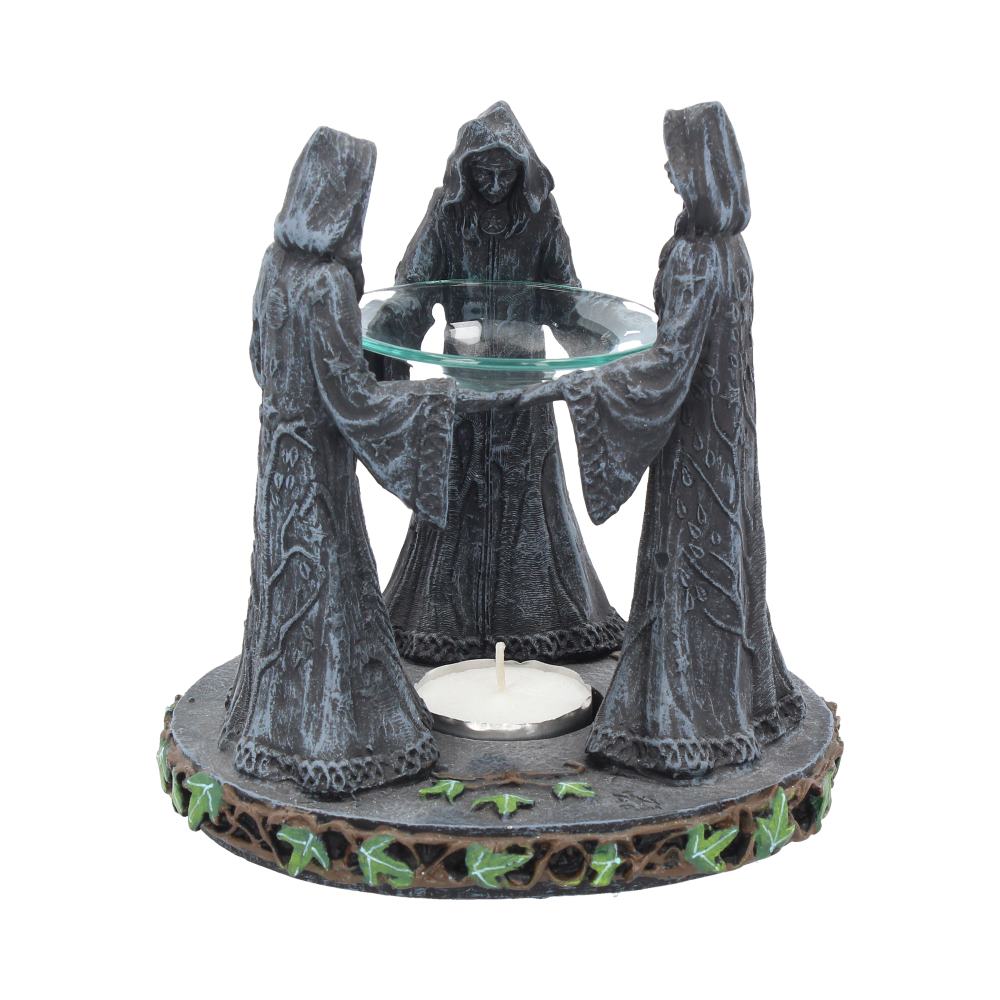 Pagan Magik Circle Triple Moon Oil Burner. (16cm) Default Title - Oil Burner at Gift Moments