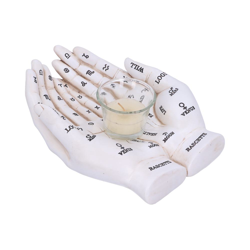 Palmist’s Guide White Chiromancy Hands Candle Holder: 4 - Candles & Holders By Gift Moments