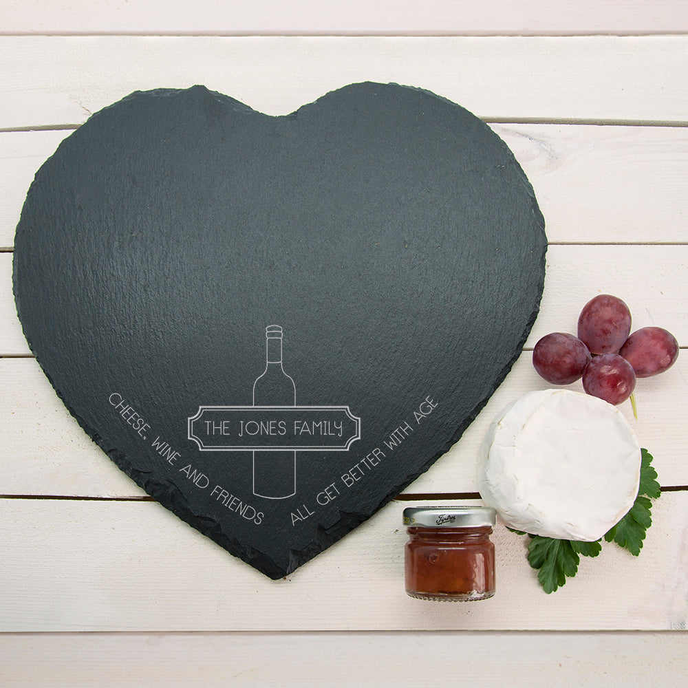 Personalised Our Family Heart Slate Cheese Board - Cheese Boards at Gift Moments