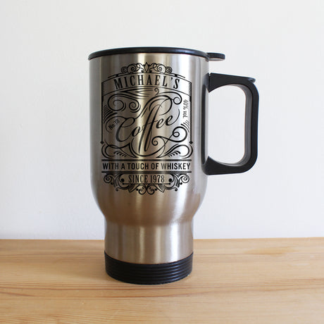 Personalised Coffee With a Touch of Whiskey Travel Mug - Travel Mugs at Gift Moments