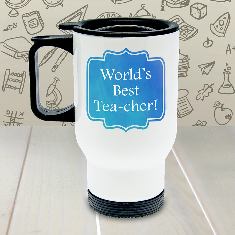 Personalised World's Best TEA-cher Travel Mug - Travel Mugs at Gift Moments