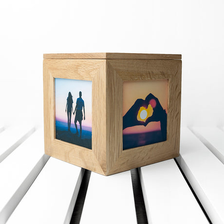 Personalised Be My Valentine Oak Photo Cube - Photo Cubes at Gift Moments