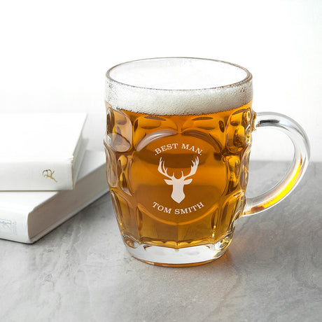 Personalised Stag Dimpled Beer Glass - Beer Glasses at Gift Moments