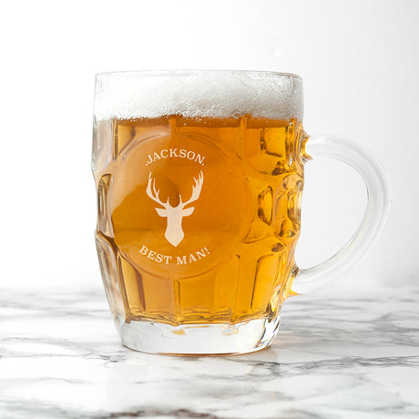 Personalised Stag Dimpled Beer Glass - Beer Glasses at Gift Moments