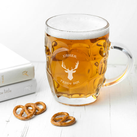 Personalised Stag Dimpled Beer Glass - Beer Glasses at Gift Moments