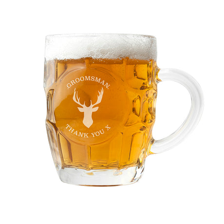 Personalised Stag Dimpled Beer Glass - Beer Glasses at Gift Moments