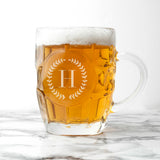 Personalised Wreath Monogram Dimpled Beer Glass - Beer Glasses at Gift Moments