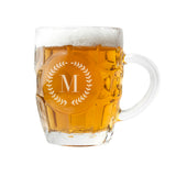 Personalised Wreath Monogram Dimpled Beer Glass - Beer Glasses at Gift Moments