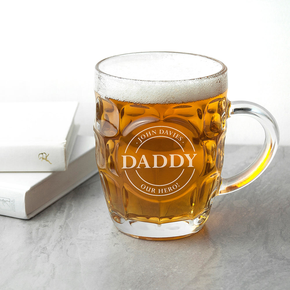 Personalised Emblem Dimpled Beer Glass - The Perfect Gift for Him - Beer Glasses at Gift Moments