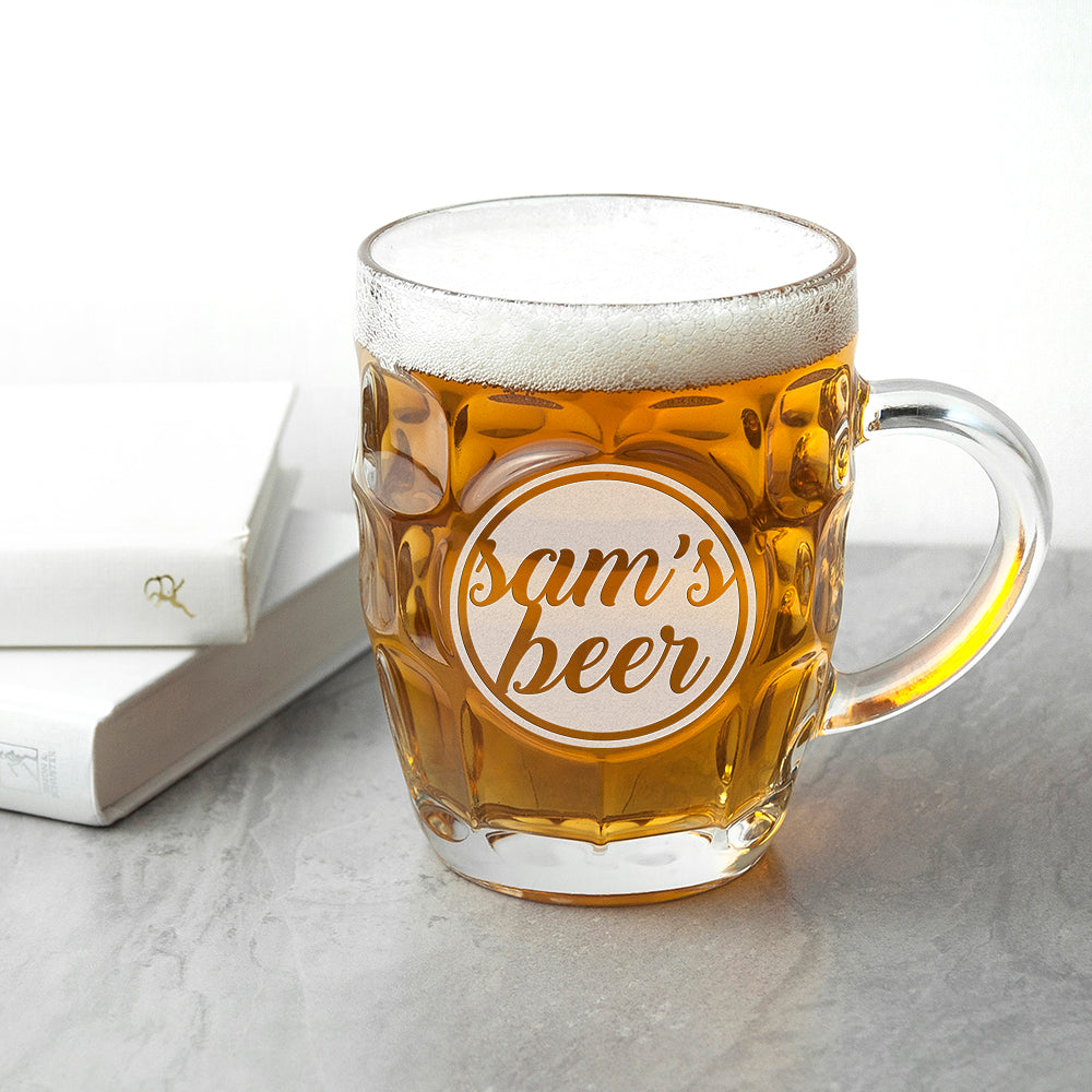 Personalised Dimpled Beer Stein 1 Pint: 2 - Beer Glasses By Gift Moments