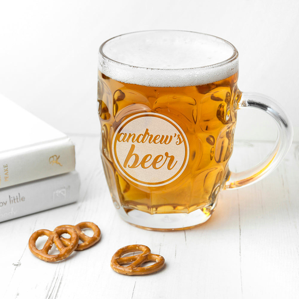 Personalised Dimpled Beer Stein 1 Pint: 3 - Beer Glasses By Gift Moments