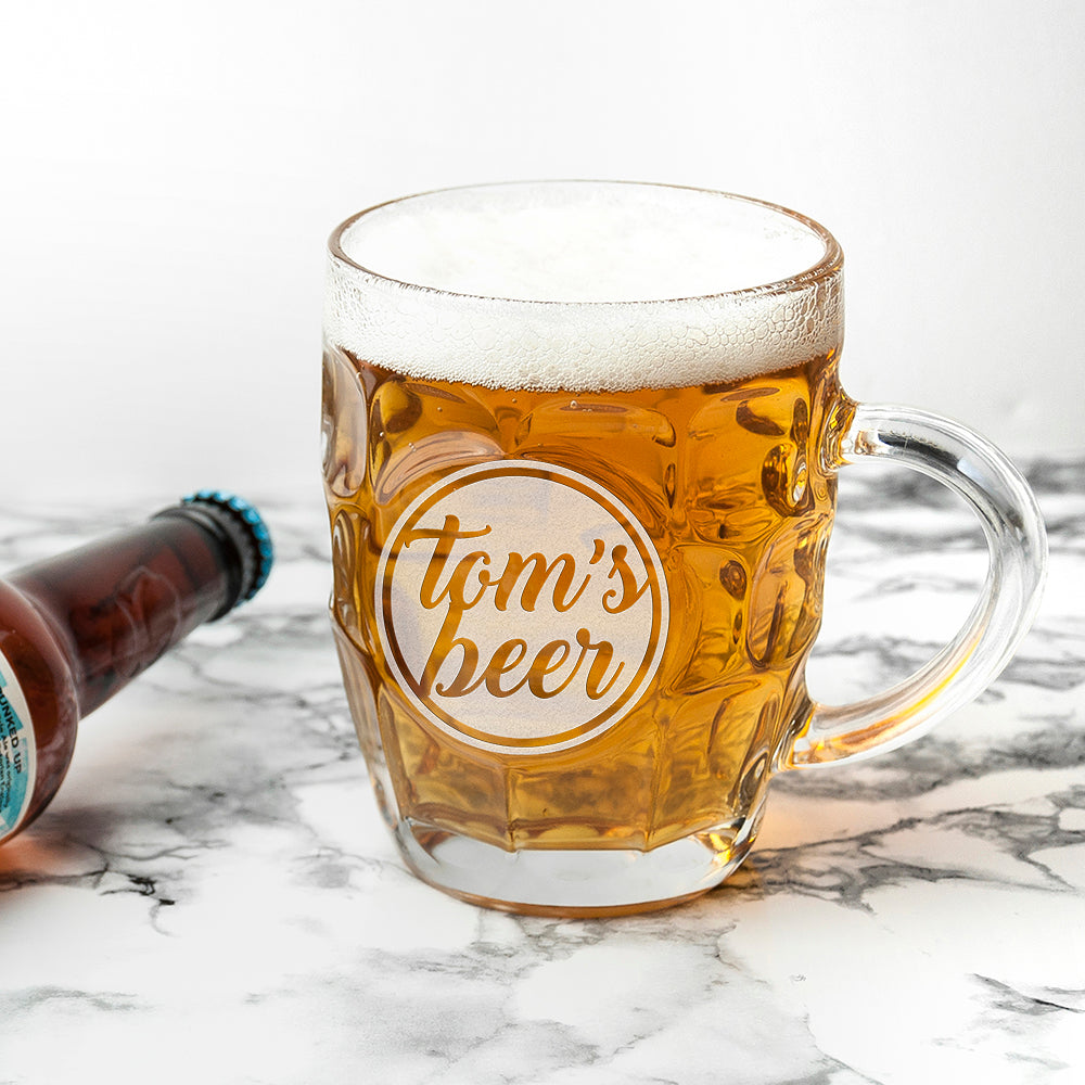 Personalised Dimpled Beer Stein 1 Pint: 4 - Beer Glasses By Gift Moments