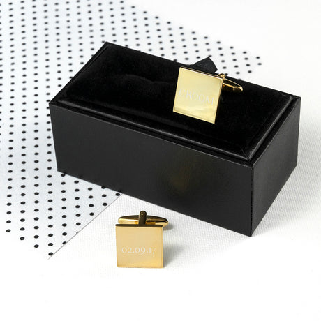 Personalised Gold Plated Square Cufflinks - Cufflinks & Tie Slides at Gift Moments