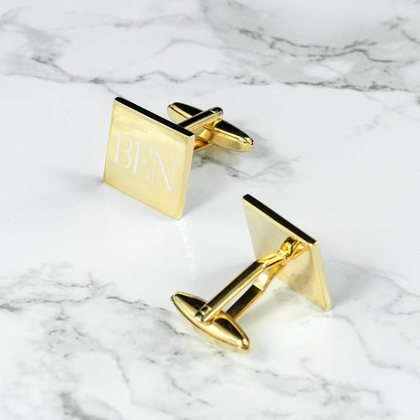 Personalised Gold Plated Square Cufflinks - Cufflinks & Tie Slides at Gift Moments