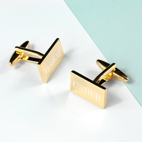 Personalised Gold Plated Rectangle Cufflinks - Cufflinks & Tie Slides at Gift Moments