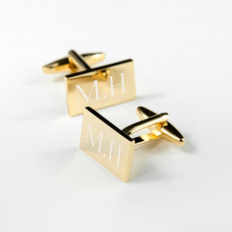 Personalised Gold Plated Rectangle Cufflinks - Cufflinks & Tie Slides at Gift Moments