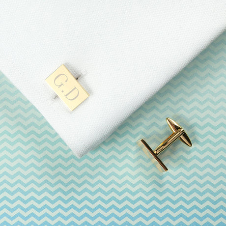 Personalised Gold Plated Rectangle Cufflinks - Cufflinks & Tie Slides at Gift Moments