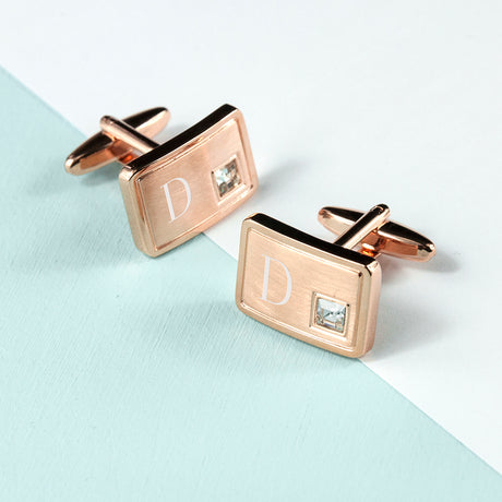 Personalised Crystal Rose Gold Cufflinks - Cufflinks & Tie Slides at Gift Moments