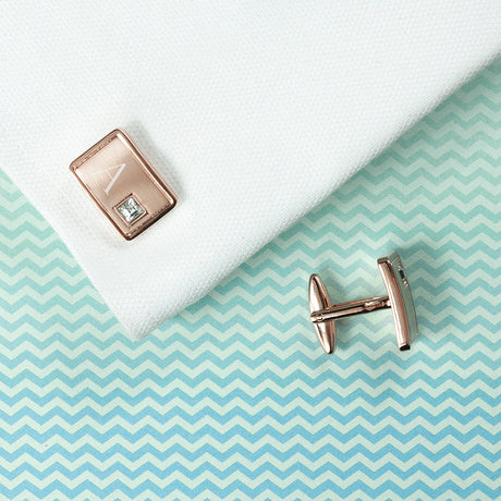 Personalised Crystal Rose Gold Cufflinks - Cufflinks & Tie Slides at Gift Moments