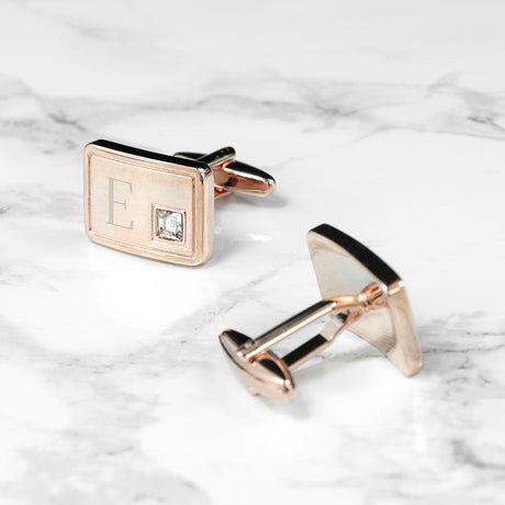 Personalised Crystal Rose Gold Cufflinks - Cufflinks & Tie Slides at Gift Moments