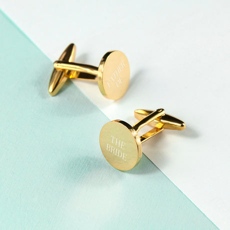 Personalised Round Gold Plated Cufflinks - Cufflinks & Tie Slides at Gift Moments