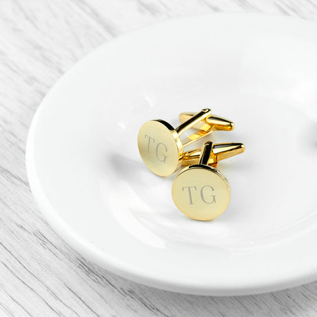 Personalised Round Gold Plated Cufflinks - Cufflinks & Tie Slides at Gift Moments