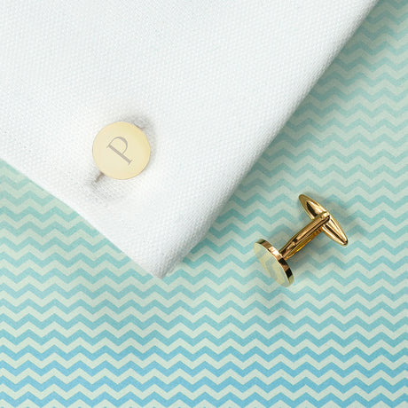 Personalised Round Gold Plated Cufflinks - Cufflinks & Tie Slides at Gift Moments