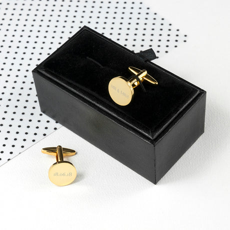 Personalised Round Gold Plated Cufflinks - Cufflinks & Tie Slides at Gift Moments