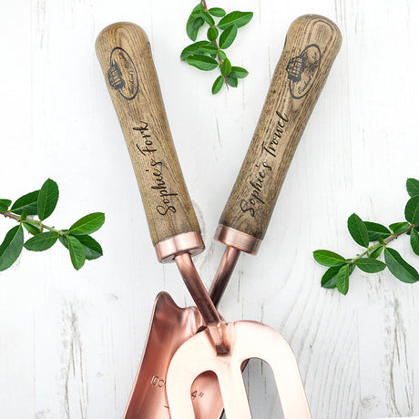 Elegant Personalised Luxe Copper Trowel and Fork Set - Tools at Gift Moments