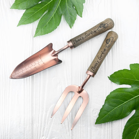 Elegant Personalised Luxe Copper Trowel and Fork Set - Tools at Gift Moments