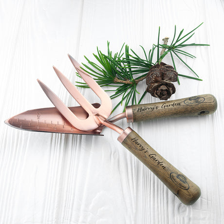 Elegant Personalised Luxe Copper Trowel and Fork Set - Tools at Gift Moments