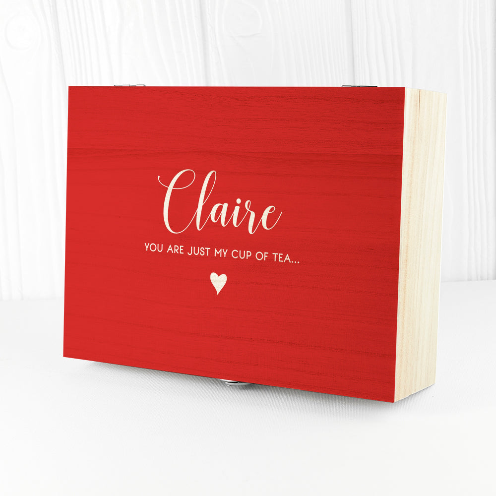 Personalised Red Heart Tea Box Selection - Tea Boxes at Gift Moments