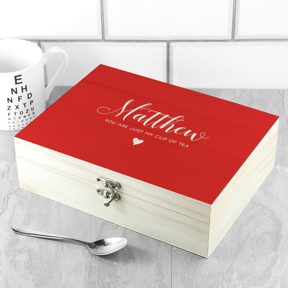 Personalised Red Heart Tea Box Selection - Tea Boxes at Gift Moments