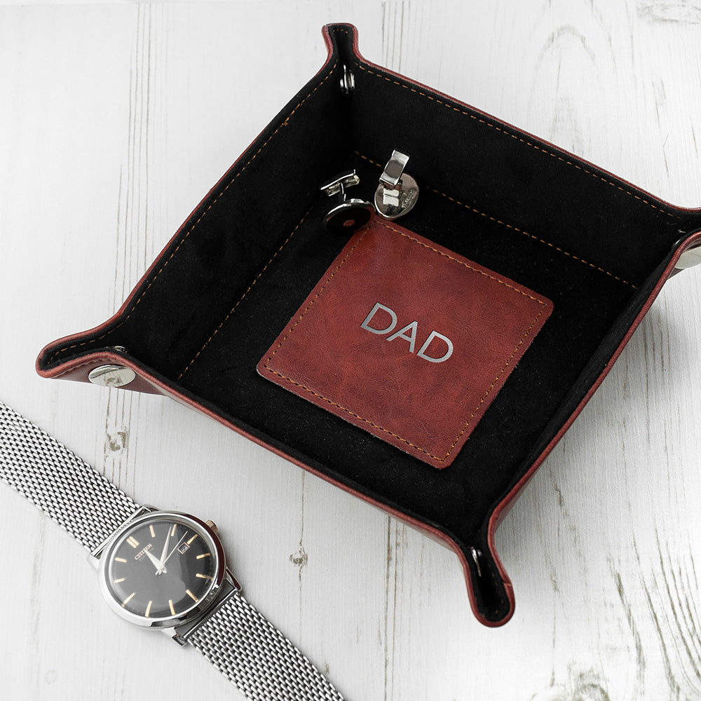 Personalised Embossed Luxury Leather Valet Tray - Storage at Gift Moments