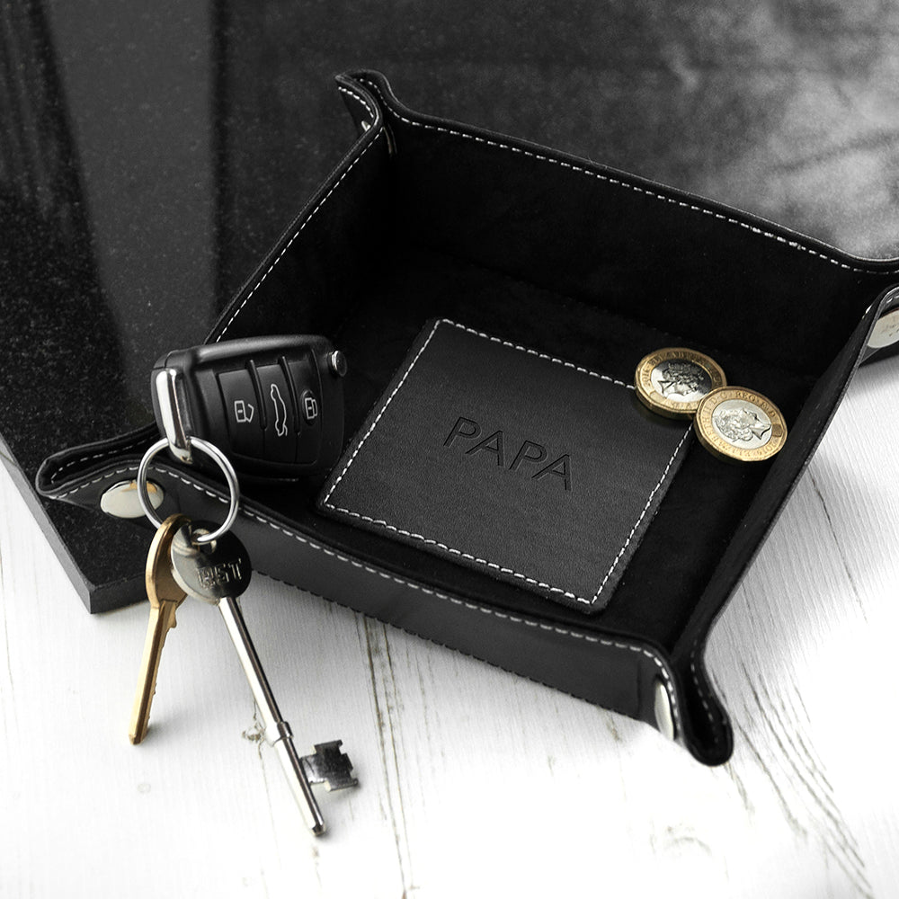 Personalised Embossed Luxury Leather Valet Tray - Storage at Gift Moments