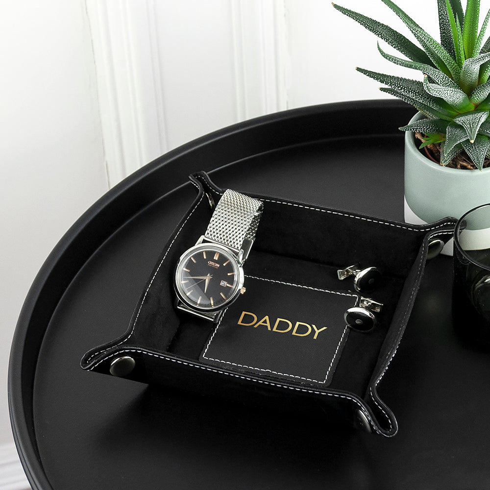 Personalised Embossed Luxury Leather Valet Tray - Storage at Gift Moments