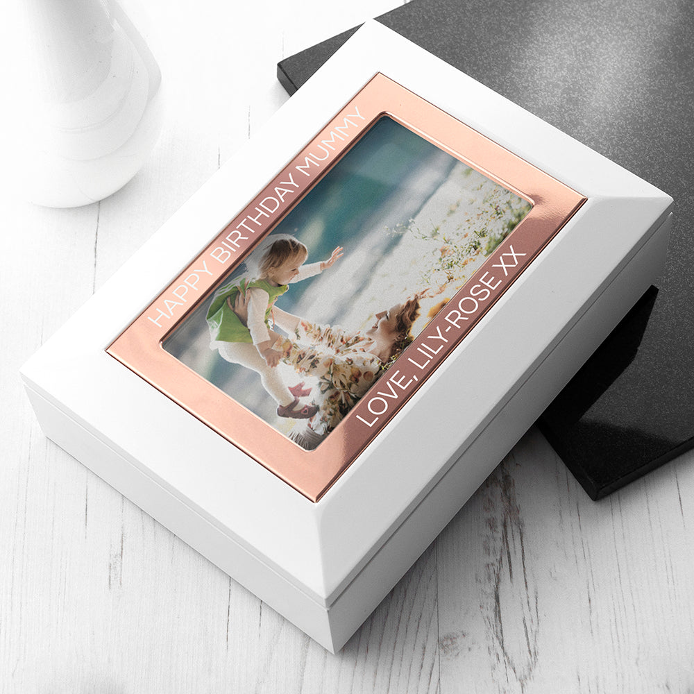 Personalised White & Rose Gold Jewellery Box: 6 - Jewellery Boxes By Gift Moments