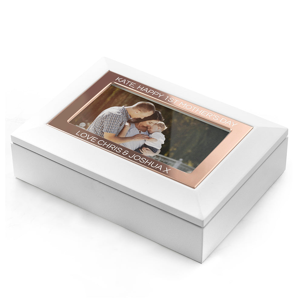 Personalised White & Rose Gold Jewellery Box: 7 - Jewellery Boxes By Gift Moments