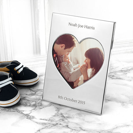 Personalised Silver Plated Heart Photo Frame - Photo Frames at Gift Moments