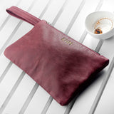 Personalised Monogram Burgundy Leather Clutch Bag - Bags & Purses at Gift Moments