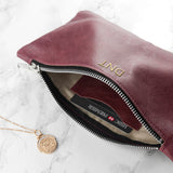 Personalised Monogram Burgundy Leather Clutch Bag - Bags & Purses at Gift Moments