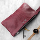 Personalised Monogram Burgundy Leather Clutch Bag - Bags & Purses at Gift Moments